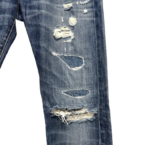 POINT SUR‎ Mid Rise Distressed Bootcut Jeans - EUC - size 26 - blue - ripped - Picture 5 of 13